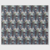 Bull Terrier Hond Rijden Motorfiets Kerstmis Cadeaupapier (Vlak)