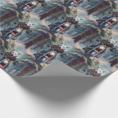 Bull Terrier Hond Rijden Motorfiets Kerstmis Cadeaupapier (Hoek)