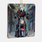 Bull Terrier Hond Rijden Motorfiets Kerstmis Keramisch Ornament (Rechts)