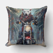 Bull Terrier Hond Rijden Motorfiets Kerstmis Kussen (Voorkant)