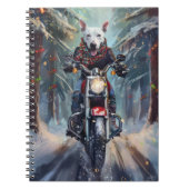 Bull Terrier Hond Rijden Motorfiets Kerstmis Notitieboek (Voorkant)