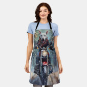 Bull Terrier Hond Rijden Motorfiets Kerstmis Schort (Gedragen)