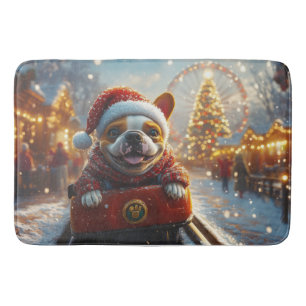 Bull Terrier Hond Roller Coaster Kerstmis Badmat