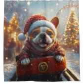 Bull Terrier Hond Roller Coaster Kerstmis Douchegordijn (Voorkant)