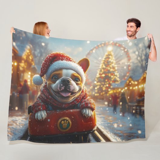 Bull Terrier Hond Roller Coaster Kerstmis Fleece Deken (In situ)