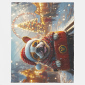 Bull Terrier Hond Roller Coaster Kerstmis Fleece Deken (Voorkant)