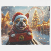 Bull Terrier Hond Roller Coaster Kerstmis Fleece Deken (Voorkant (Horizontaal))