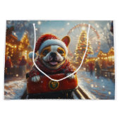 Bull Terrier Hond Roller Coaster Kerstmis Groot Cadeauzakje (Voorkant)