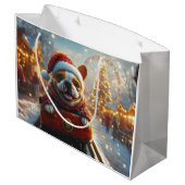 Bull Terrier Hond Roller Coaster Kerstmis Groot Cadeauzakje (Achterkant Gekanteld)