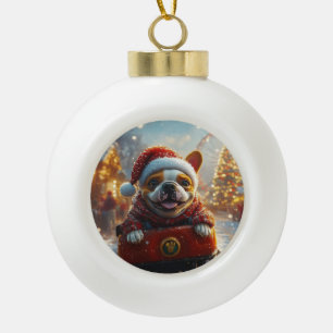 Bull Terrier Hond Roller Coaster Kerstmis Keramische Bal Ornament
