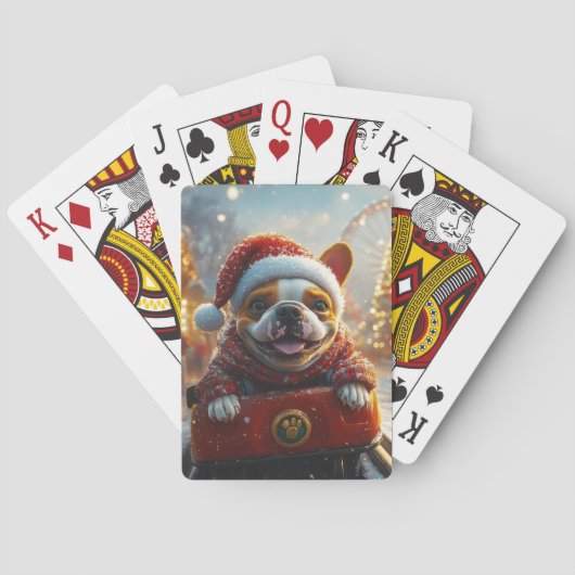 Bull Terrier Hond Roller Coaster Kerstmis Pokerkaarten (Achterkant)