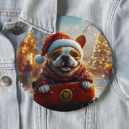 Bull Terrier Hond Roller Coaster Kerstmis Ronde Button 6,0 Cm (In situ)