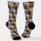 Bull Terrier Hond Roller Coaster Kerstmis Sokken (Gebogen)
