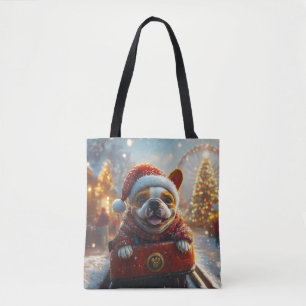 Bull Terrier Hond Roller Coaster Kerstmis Tote Bag