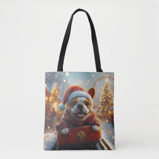 Bull Terrier Hond Roller Coaster Kerstmis Tote Bag (Voorkant)