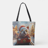 Bull Terrier Hond Roller Coaster Kerstmis Tote Bag (Achterkant)
