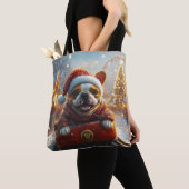 Bull Terrier Hond Roller Coaster Kerstmis Tote Bag (Dichtbij)