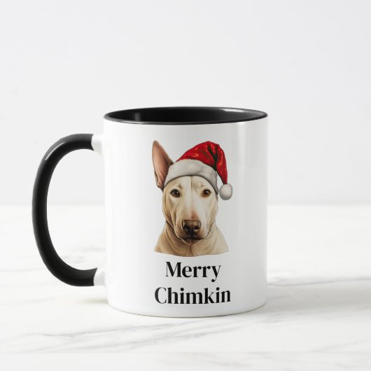 Bull Terrier Hond Santa Hoed Kerstmis Mok (Links)
