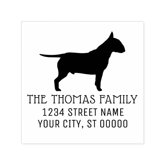 Bull Terrier-hond Silhouet Naam Adres Zelfinktende Stempel (Design)