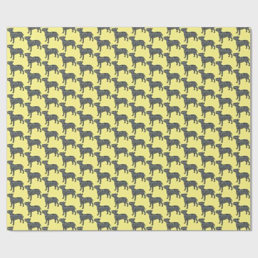Bull Terrier Hond Silhouet Y&B Raster Geel Cadeaupapier (Vlak)