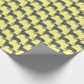 Bull Terrier Hond Silhouet Y&B Raster Geel Cadeaupapier (Hoek)