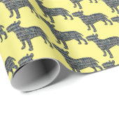 Bull Terrier Hond Silhouet Y&B Raster Geel Cadeaupapier (Rol Hoek)