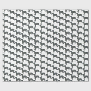 Bull Terrier Hond Silhouet Y&B Raster Wit Cadeaupapier