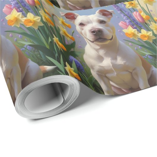 Bull Terrier Hond Spring Bloemen Schilderen Cadeaupapier (Rol Hoek)