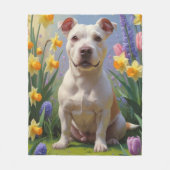 Bull Terrier Hond Spring Bloemen Schilderen Fleece Deken (Voorkant)