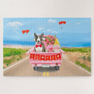 Bull Terrier hond Valentijnsdag vrachtwagen harten Legpuzzel
