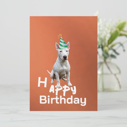 Bull Terrier Hond Verjaardag Uitnodiging (Staand voorkant)