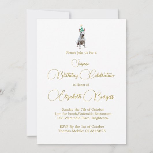 Bull Terrier Hond Verjaardag Uitnodiging (Achterkant)