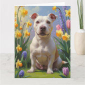Bull Terrier Hond Voorjaarsbloemen Schilderij Kaart (Voorkant)