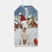 Bull Terrier Hond Winter Wonderland Kerstvreugde Cadeaulabel (Achterkant)