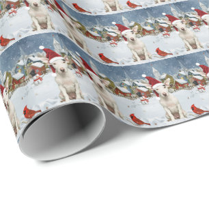 Bull Terrier Hond Winter Wonderland Kerstvreugde Cadeaupapier