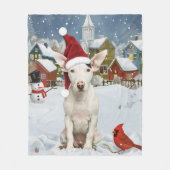 Bull Terrier Hond Winter Wonderland Kerstvreugde Fleece Deken (Voorkant)