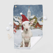 Bull Terrier Hond Winter Wonderland Kerstvreugde Golfhanddoek (Insitu)