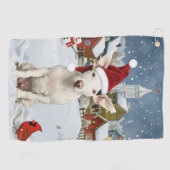 Bull Terrier Hond Winter Wonderland Kerstvreugde Golfhanddoek (Horizontaal)