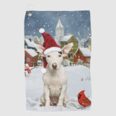 Bull Terrier Hond Winter Wonderland Kerstvreugde Golfhanddoek (Voorkant)