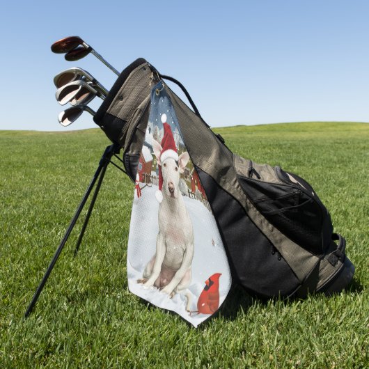 Bull Terrier Hond Winter Wonderland Kerstvreugde Golfhanddoek (Groen)