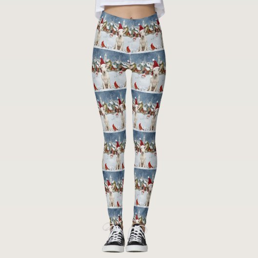 Bull Terrier Hond Winter Wonderland Kerstvreugde Leggings (Voorkant)