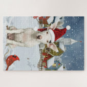 Bull Terrier Hond Winter Wonderland Kerstvreugde Legpuzzel (Horizontaal)