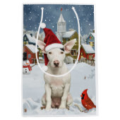 Bull Terrier Hond Winter Wonderland Kerstvreugde Medium Cadeauzakje (Voorkant)