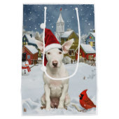 Bull Terrier Hond Winter Wonderland Kerstvreugde Medium Cadeauzakje (Achterkant)
