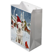 Bull Terrier Hond Winter Wonderland Kerstvreugde Medium Cadeauzakje (Achterkant Gekanteld)