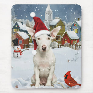 Bull Terrier Hond Winter Wonderland Kerstvreugde Muismat