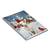 Bull Terrier Hond Winter Wonderland Kerstvreugde Notitieboek (Rechterzijde)