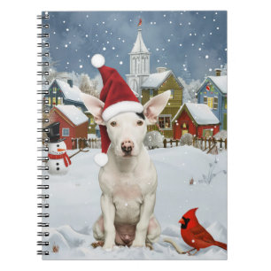 Bull Terrier Hond Winter Wonderland Kerstvreugde Notitieboek