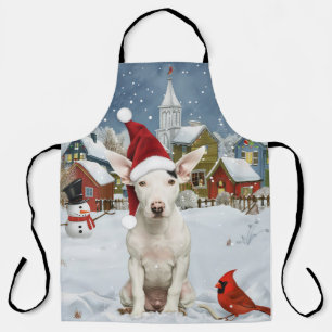 Bull Terrier Hond Winter Wonderland Kerstvreugde Schort