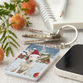 Bull Terrier Hond Winter Wonderland Kerstvreugde Sleutelhanger (Voorkant Rechts)